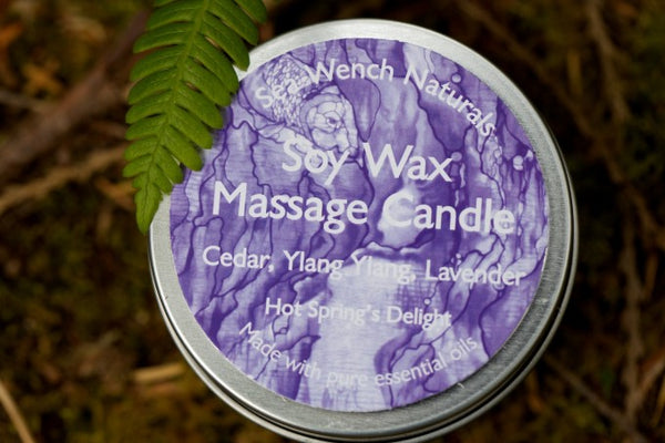Soy Wax Massage Candle - Hot Springs Delight (Cedar, Ylang Ylang, Lavender)